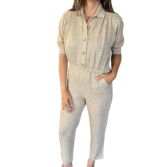 VINTAGE 80s ST. JOHN Santana Knit Short Sleeve Jumpsuit - Picture 2 of 15